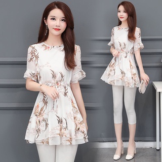 Áo sơ mi chiffon tay ngắn dáng rộng in họa tiết thời trang mùa hè cho nữ size s-6xl