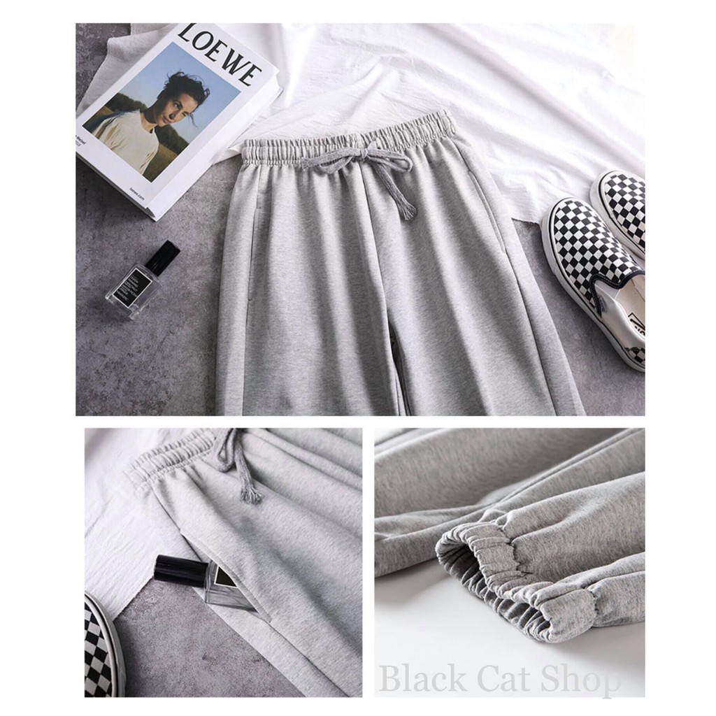 [BÁN  LỖ XIN ĐÁNH GIÁ ] Quần Jogger Nỉ Ulzzang (Ánh Thật) chất vải thun da cá form ống rộng cạp chun bo gấu J02