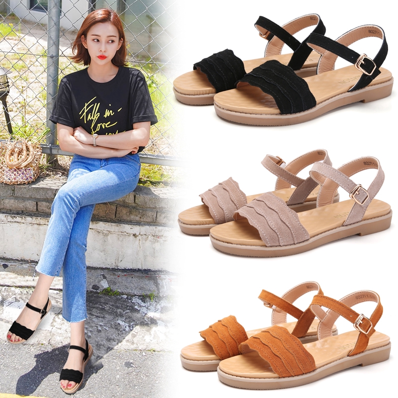 Sale 70% Giày sandal nữ đế xuồng da thoải mái, BEIGE,40 Giá gốc 330,000 đ - 68A73