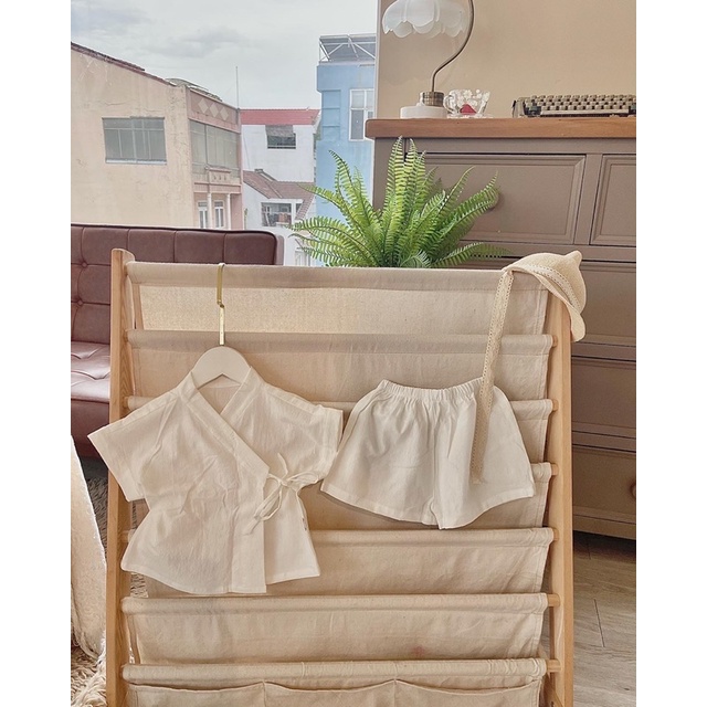 Áo + quần vạc chéo trắng em bé trai