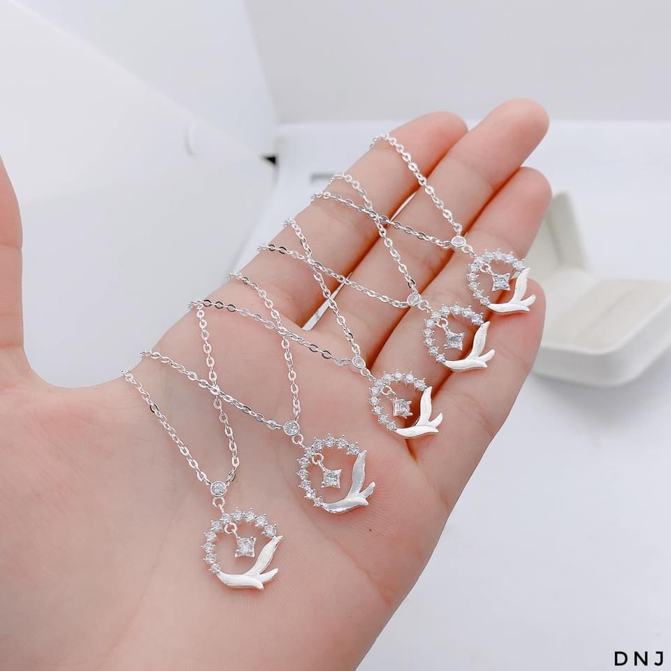 Dây chuyền bạc sang trọng đính đá trắng đẹp dành cho nữ - Kho sỉ bạc Nhất Linh