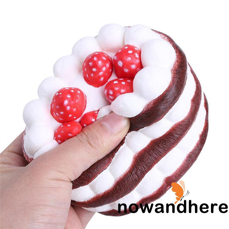 HDA-Stress Reliever Scented Cute Round Slow Rising Bread Strawberry Cake