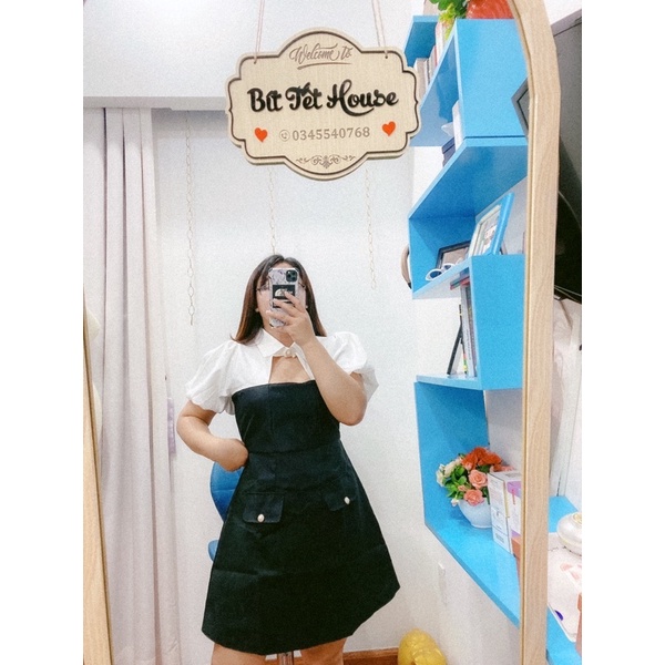 Đầm phối cổ trắng bigsize 60-90kg