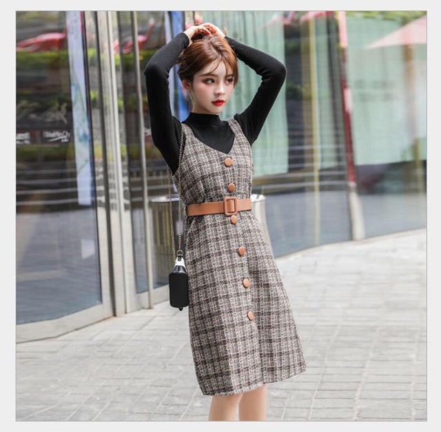 Sét váy dạ kèm belt