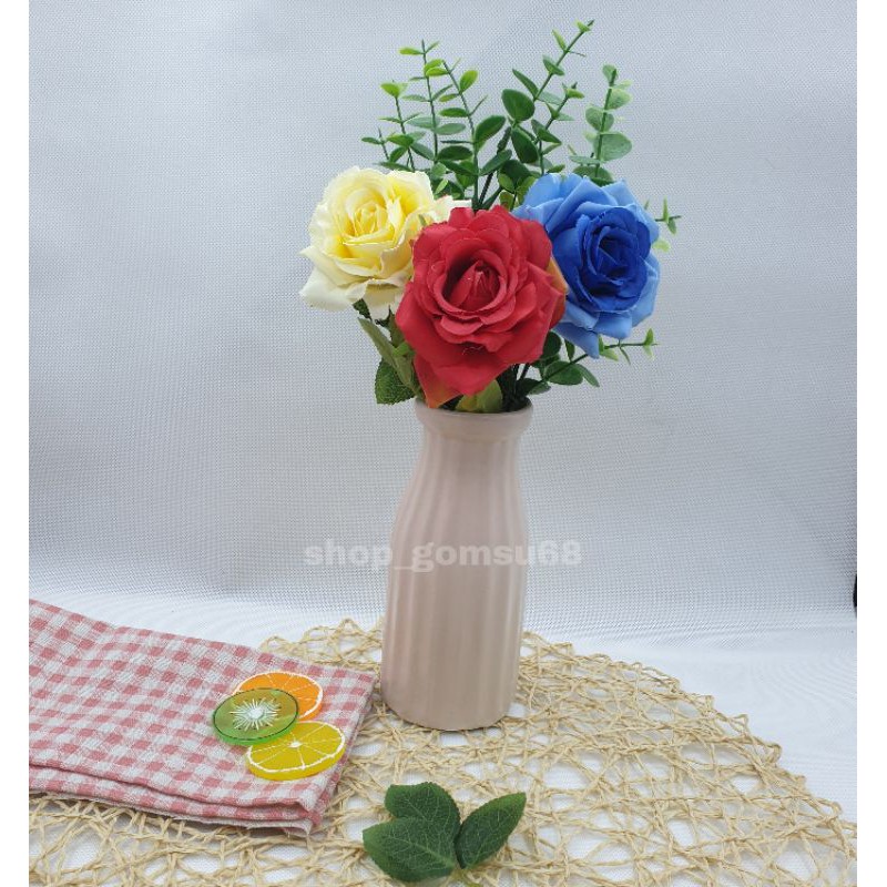 Lọ hoa sứ Bát tràng cao 19cm miệng 7cm - bình cắm hoa tráng men mát đủ màu, chính hãng gốm Bát tràng