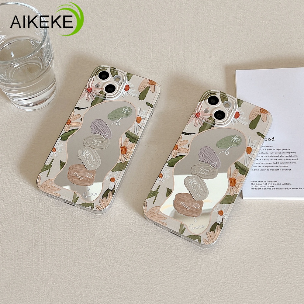 Ốp Điện Thoại TPU Mềm Họa Tiết Hoa Cúc Có Gương Soi Cho iPhone 13 12 11 Pro XS Max XR X