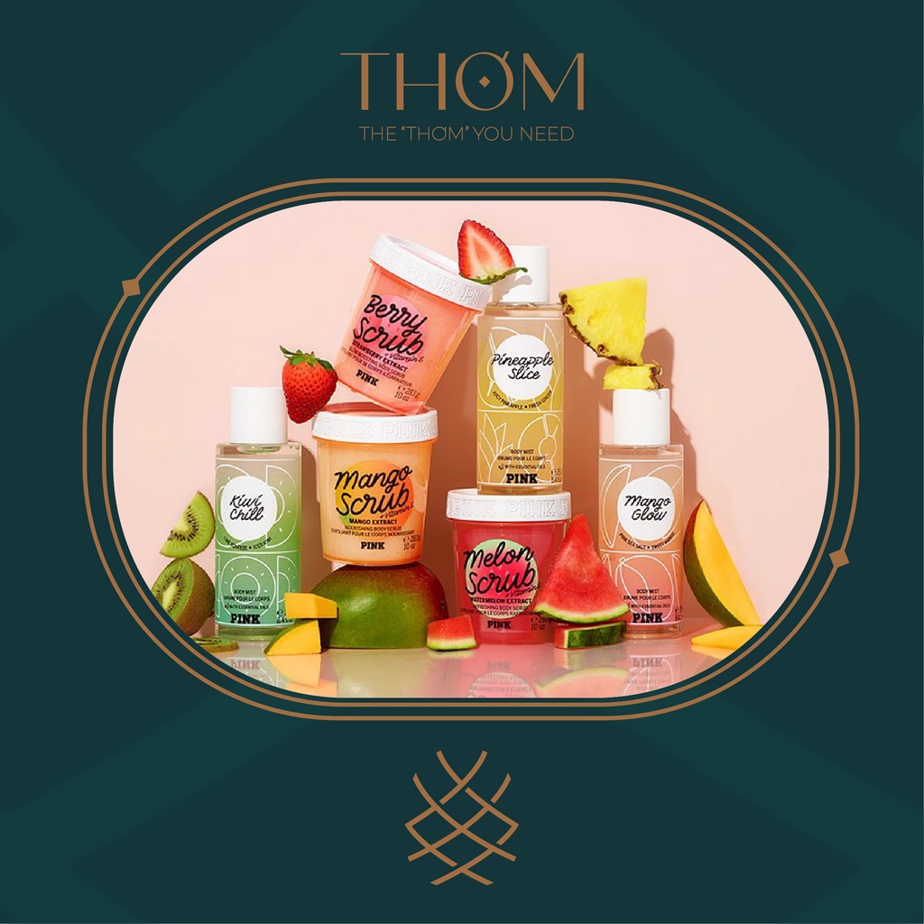 Xịt thơm Body Mist Pink Victoria's Secret BST Superfruit | Pineapple Slice | Kiwi Chill | Mango Glow