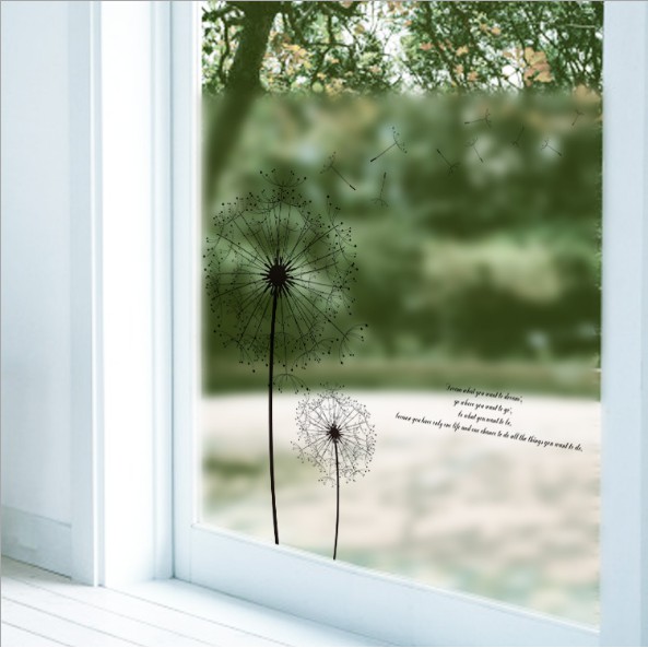 Decal trang trí kính cao cấp hoa Bồ Công Anh Đen ( 60cm x 58cm )