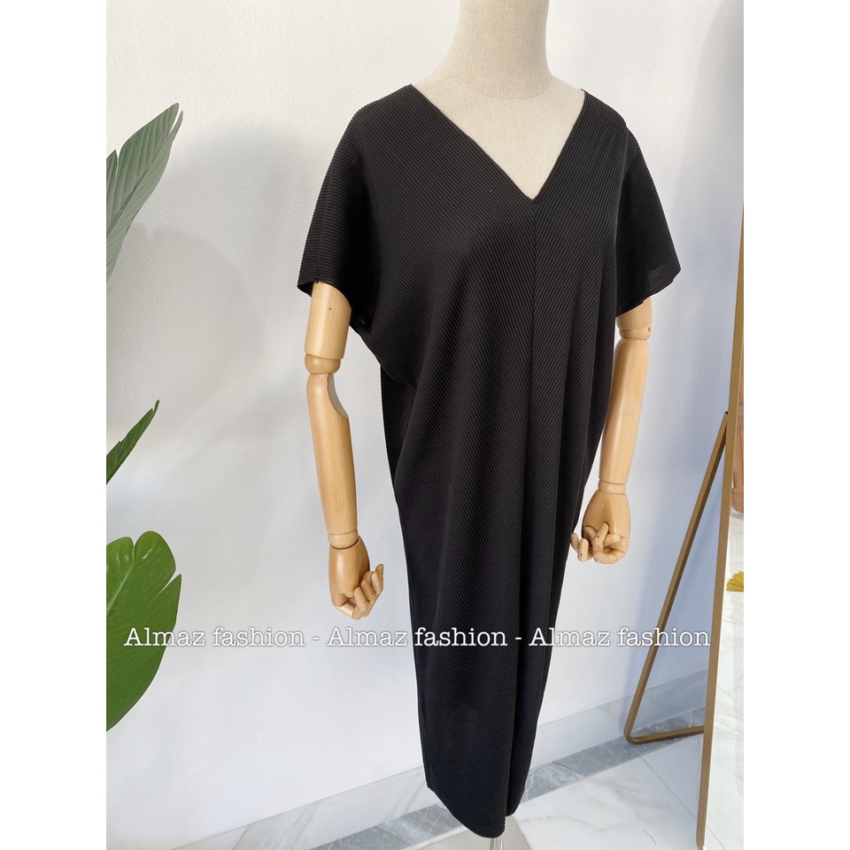 Váy  cổ V form suông nhúng chun sang chảnh dành cho mẹ bầu - Almaz Fashion