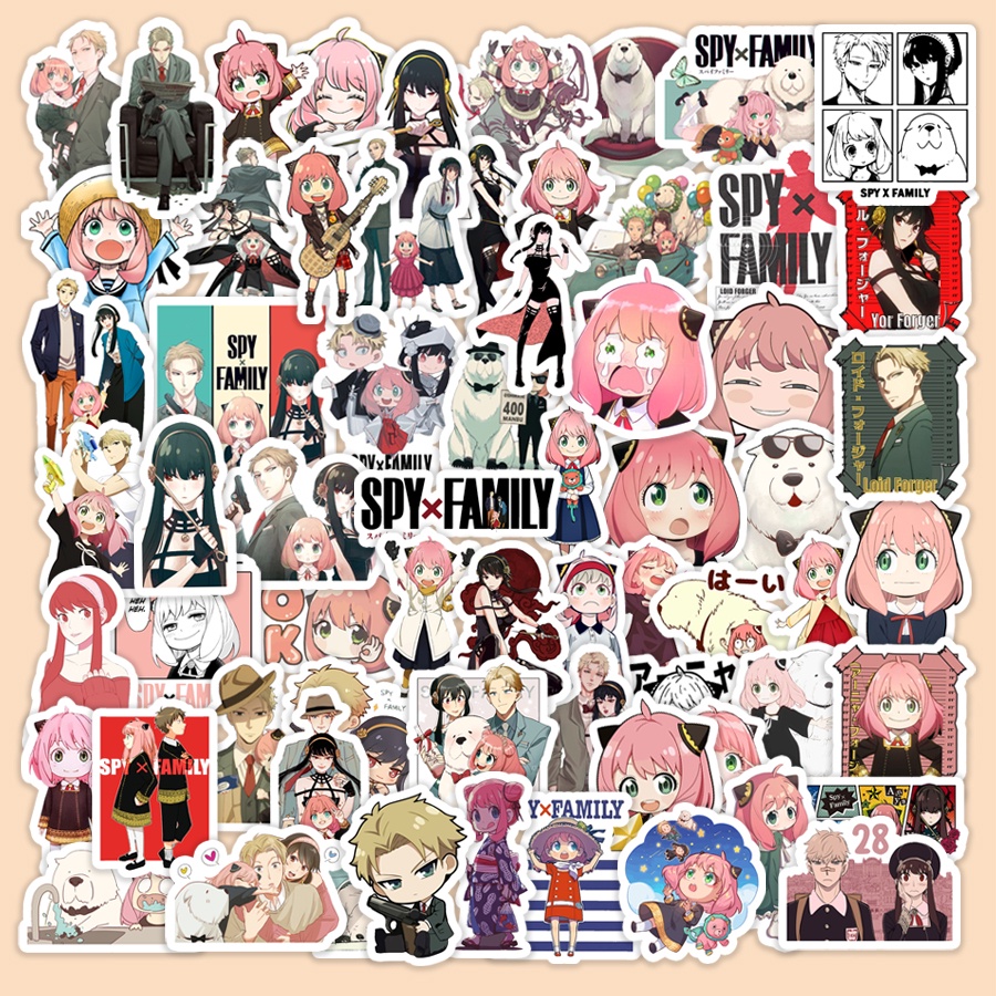 Sticker Anime Spy x Family Chống Thấm Nước Dán Vali, Mũ Bảo Hiểm, Laptop, Guitar, Ván Trượt...