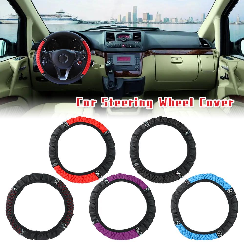 Vỏ Bọc Vô Lăng Xe Hơi Nhiều Màu SắcVỏ Bọc Vô Lăng Xe Hơi Bằng Da Co Giãn Thêu Họa Tiết