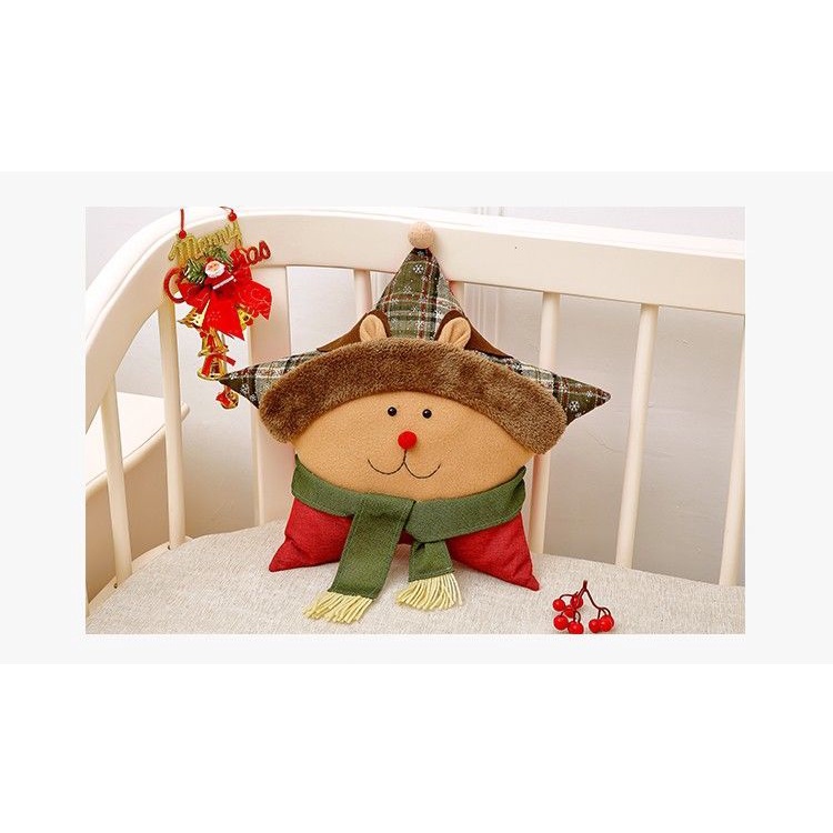 Gối hình người tuyết/ ông già noel/ ngôi sao năm cánh sáng tạo dùng làm quà tặng giáng sinh