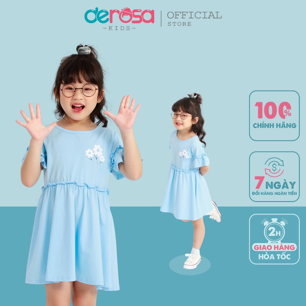 Váy bé gái đầm cộc tay cho bé chất liệu cotton DEROSA KIDS (2 - 8 tuổi) ASKD022V