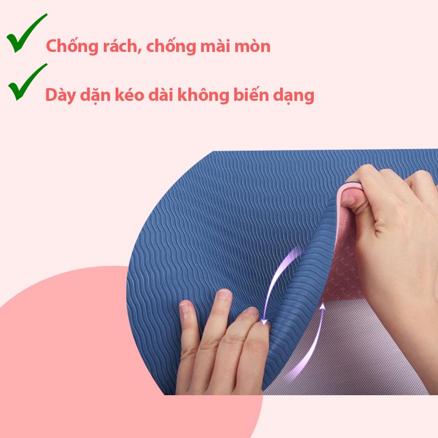 Thảm tập yoga, tập gym tại nhà, 6mm, TPE, 2 lớp T2L chống trơn trượt shop TIDATA 2L6