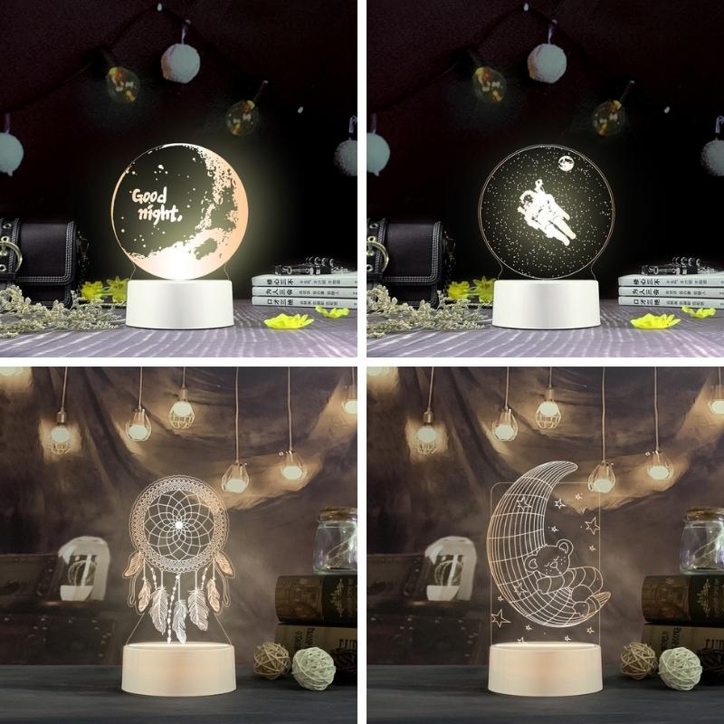 Đèn ngủ 3d để bàn 3 chế độ sáng trang trí phòng, đèn led decor làm quà tặng sinh nhật, quà 8-3