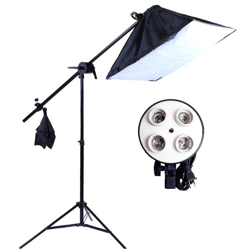 🔥 GIÁ SỈ 🔥 KIT hỗ trợ ánh sáng Chân đèn cao 2m - Tay treo đèn 140cm - Softbox đèn led 4 đuôi 50 x70cm