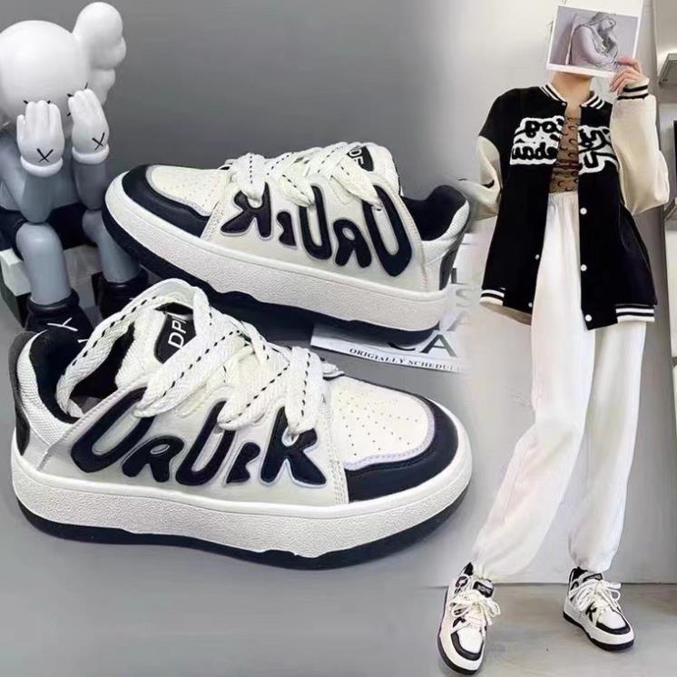 Giày thể thao nữ độn đế DPIDE cao cấp Giầy sneaker đen trắng phong cách Ulzzang Hot trend 2022
