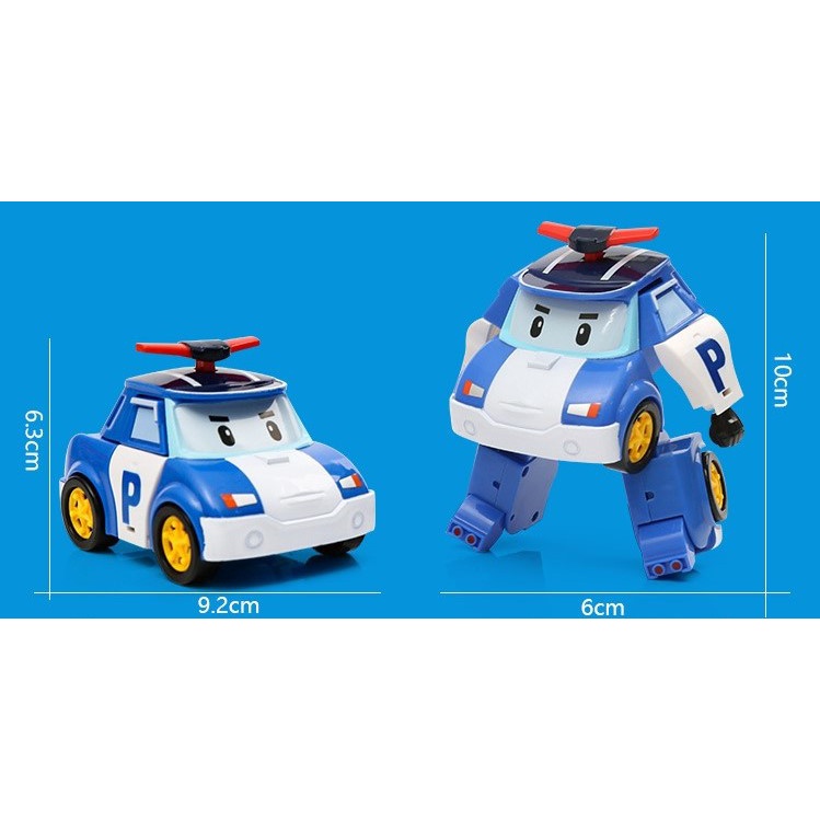 {Loại 1} Bộ 6 xe biến hình Robocar Poli phim hoạt hình Poli và những người bạn