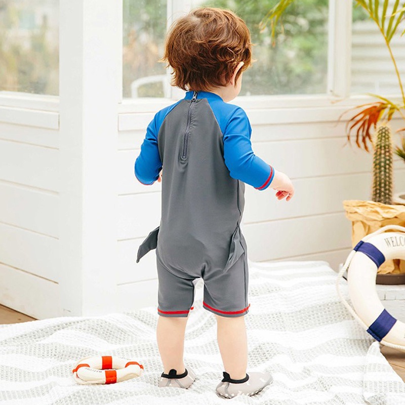 Bộ đồ bơi một mảnh không thấm nước thiết kế hình cá mập dễ thương phong cách Hàn Quốc cho bé