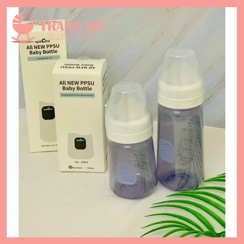 CHÍNH HÃNG Bình Spectra PPSU Màu Xanh Đen Hàn Quốc 160ml/260ml FULL Size Núm (0~3m/ 3~5m/ 5~7m/ &gt;7m)