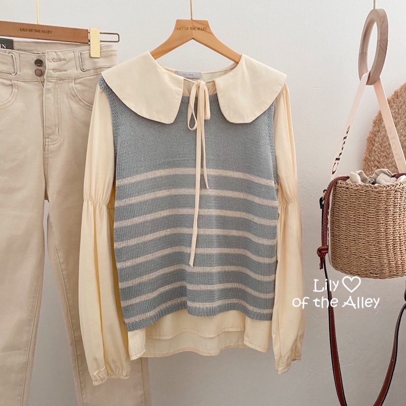 Áo sát nách thân kẻ Nancy phong cách Ulzzang Hàn Quốc