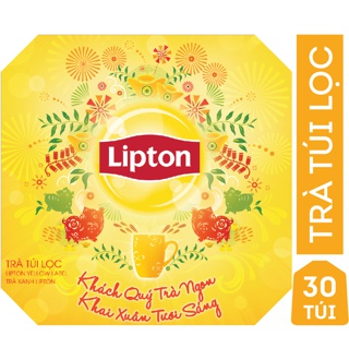 Hộp quà bát giác Lipton Trà Nhãn Vàng và Trà Xanh 30 gói