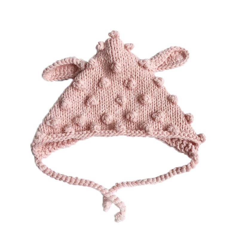 Mũ trùm đầu dệt kim thiết kế đáng yêu cho bé