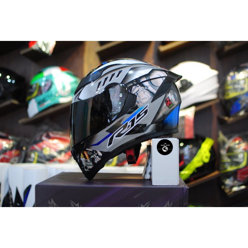 Mũ bảo hiểm Fullface Royalm138b Yamaha R15 bạc xanh