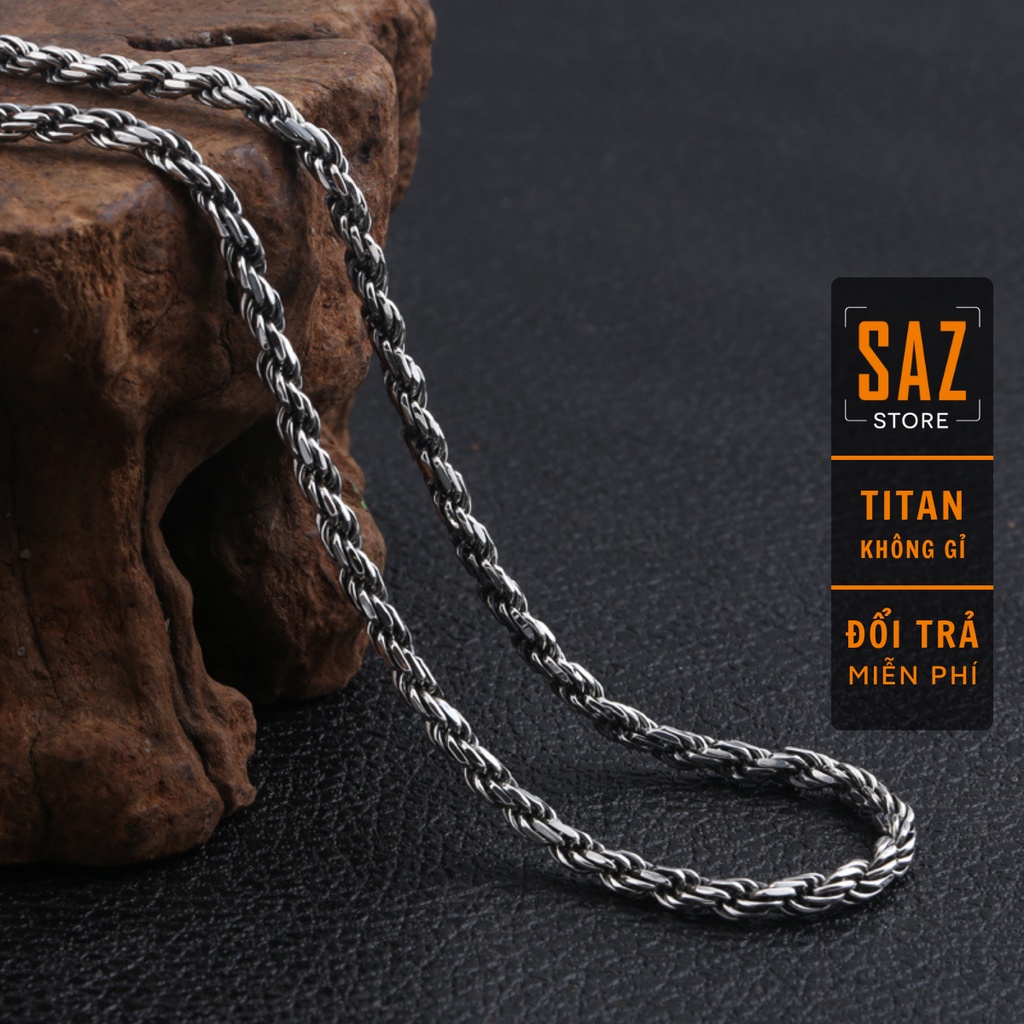 Dây Chuyền Nam Xoắn Trơn HipHop Thời Trang Nam SAZ Màu Bạc Đồng Đẹp - Vòng Cổ Titan - Vòng Cổ Xoắn Trơn