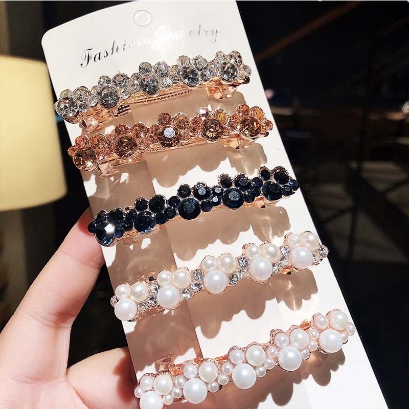 Women Elegant Pearls Crystal Shining Hairpins,Beautiful Hair Clips Accessories