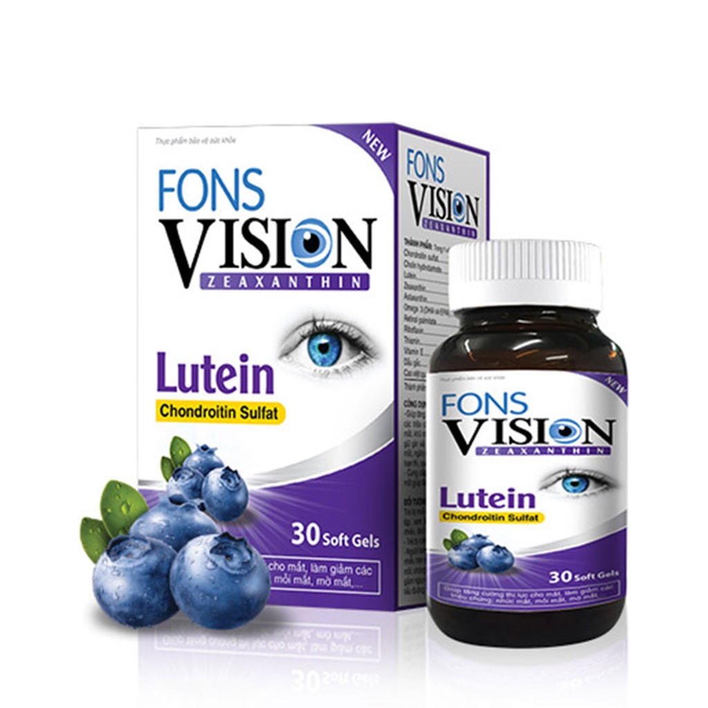 Viên uống bổ mắt Fons Vision cung cấp vitamin chăm sóc sức khỏe cho mắt sáng hết khô nhức mỏi mắt - Hộp 30 viên