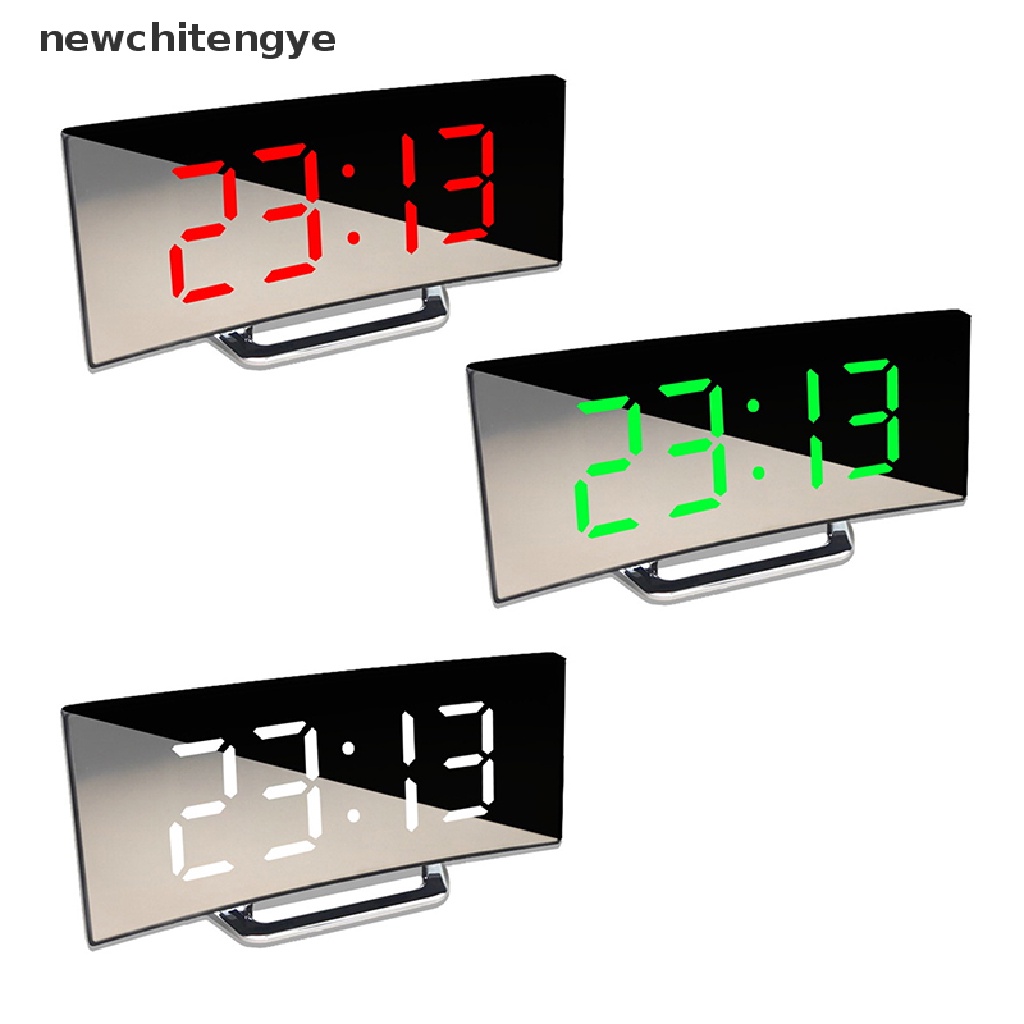 NCY 7 Inch Digital Alarm Clock Curved Dimmable Led Electronic Digital Desktop Clock Large Number Table Clock YE