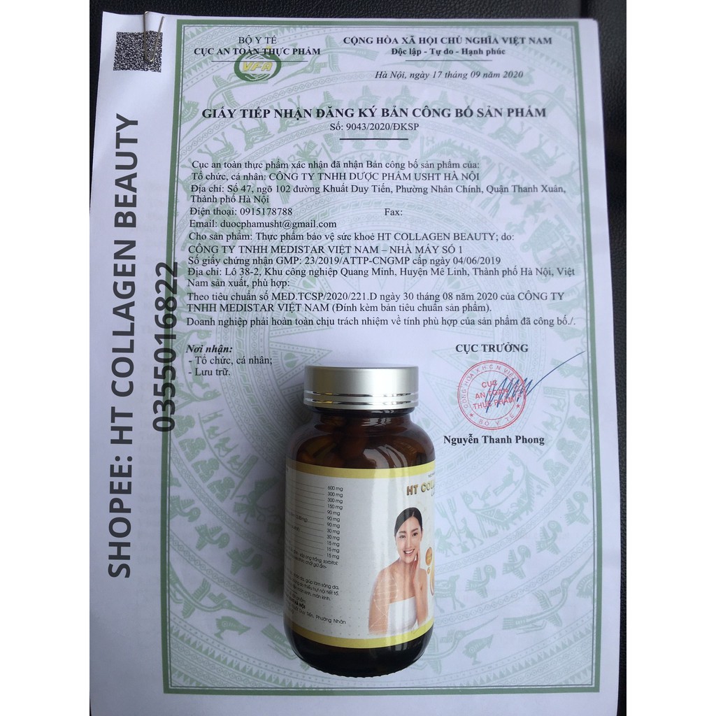 Viên uống trắng da bố sung Collagen HT COLLAGEN hiệu quả sau 1 tháng sử dụng