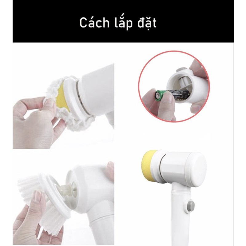 Máy Cọ Vệ Sinh Cầm Tay Đa Năng, Bàn Chải Vệ Sinh Bồn Rửa Bát, Bồn Rửa Mặt Có 3 Đầu Thay Thế