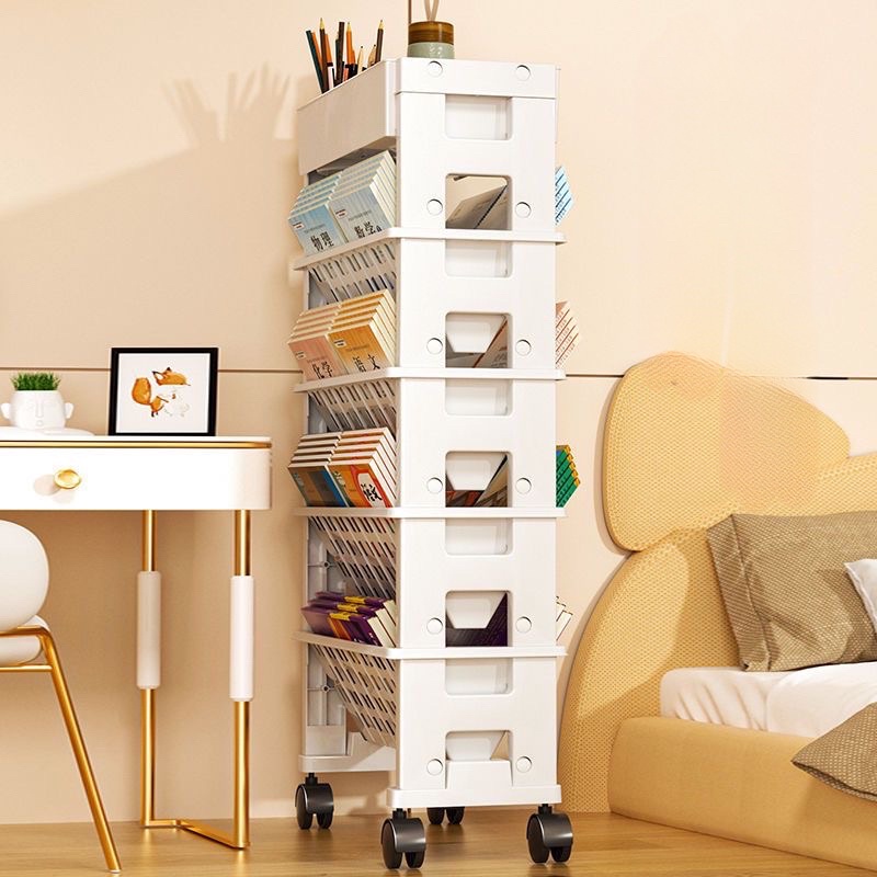 Giá sách 5 tầng siêu tiện lợi đa năng kèm bánh xe