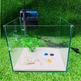 Bể cá mini CUBIC 20cm COMBO( CHỌN MẪU)Tặng 5 món phụ kiện trang trí