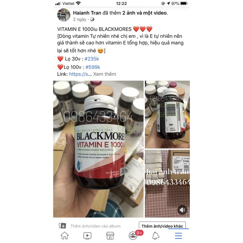 Viên uống Natural Vitamin E 1000IU Blackmores | BigBuy360 - bigbuy360.vn