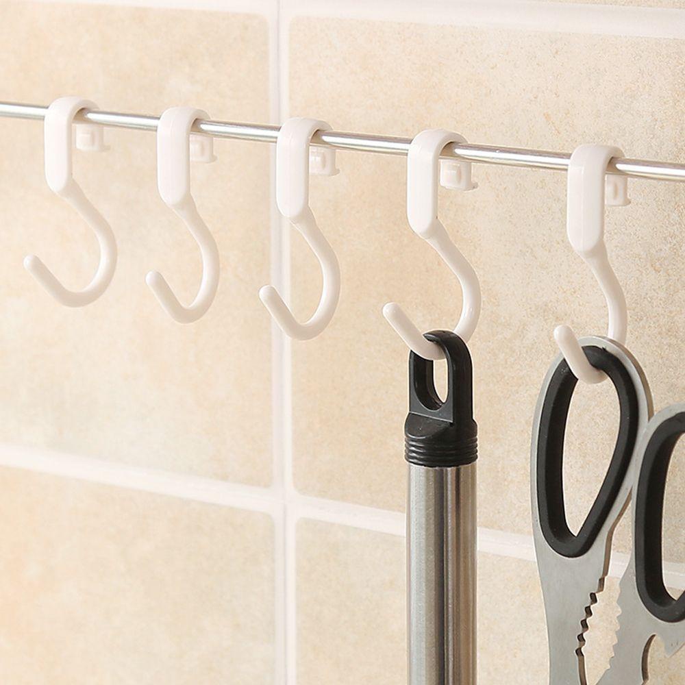 Set 10 Giá Đỡ Treo Khăn Tắm / Quần Áo Hình Chữ S Bằng Nhựa Màu Ngà