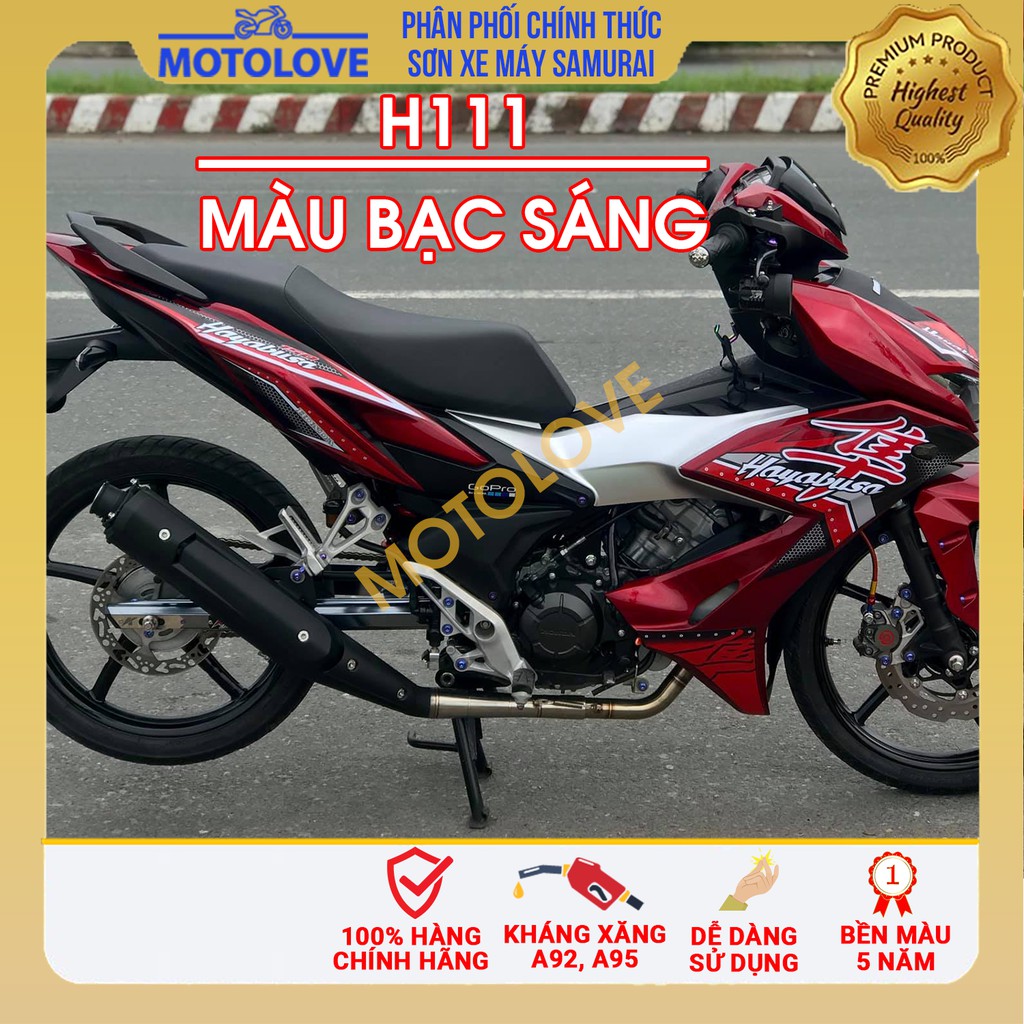 Sơn samurai bạc H111 - chai sơn xịt cao cấp chuẩn màu bạc Honda dùng cho sơn xe máy, ô tô