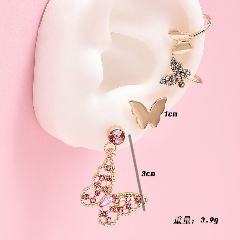 Bông tai nhiều lỗ họa tiết bướm đính đá toàn diện thời trang mới cho nữ