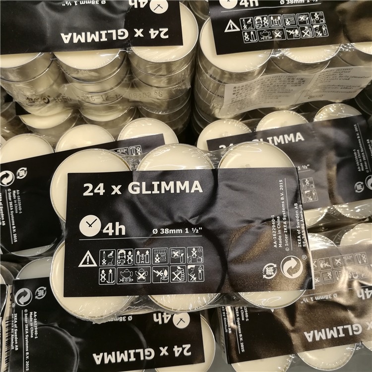 Vỉ 24 viên nến trắng không mùi không khói Glimma IKEA - 1 VIÊN dùng được trong 4h