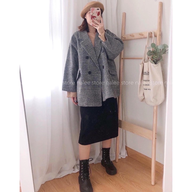 Khoác dạ kẻ dày dặn