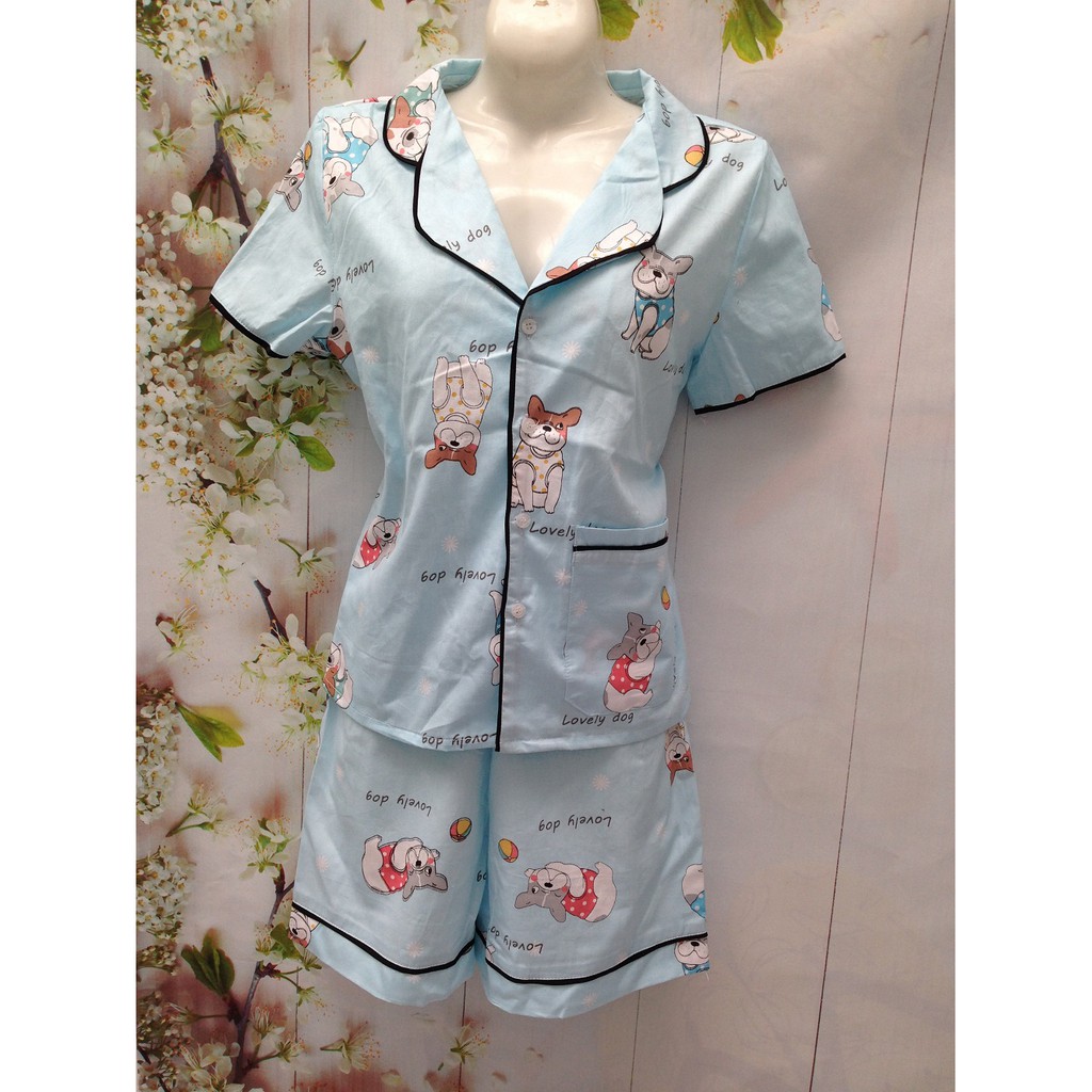 Bộ đồ mặc nhà Bộ Pijama vải kate đẹp kiểu quần đùi áo cộc tay