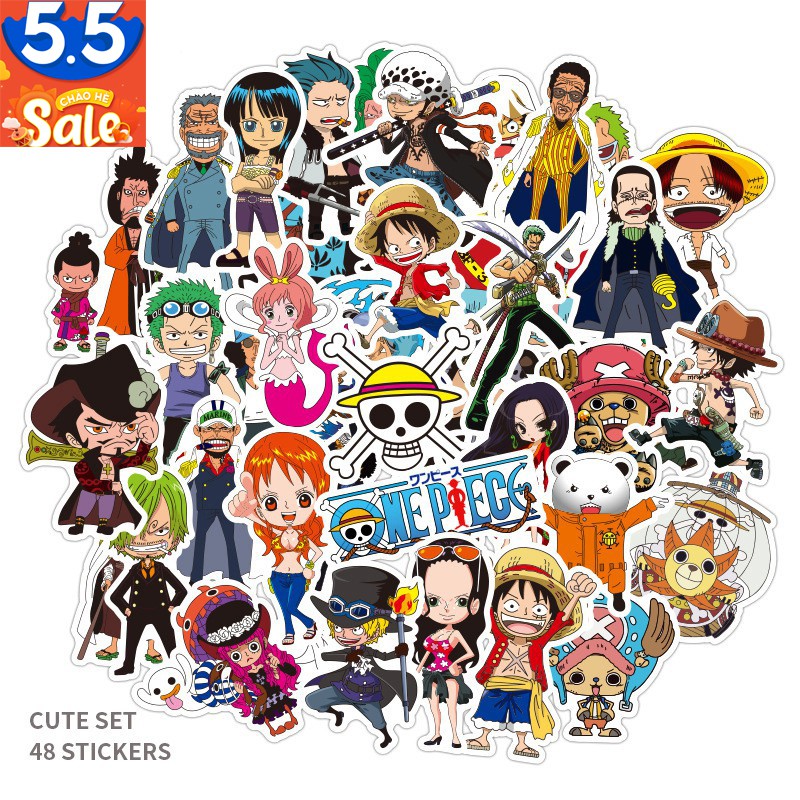 48 Cái / Lô Anime One Piece Luffy Dán Phim Hoạt Hình Dán Hành Lý Máy Tính Xách Tay