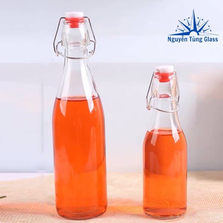 Chai thủy tinh tròn nắp gài  1000ml