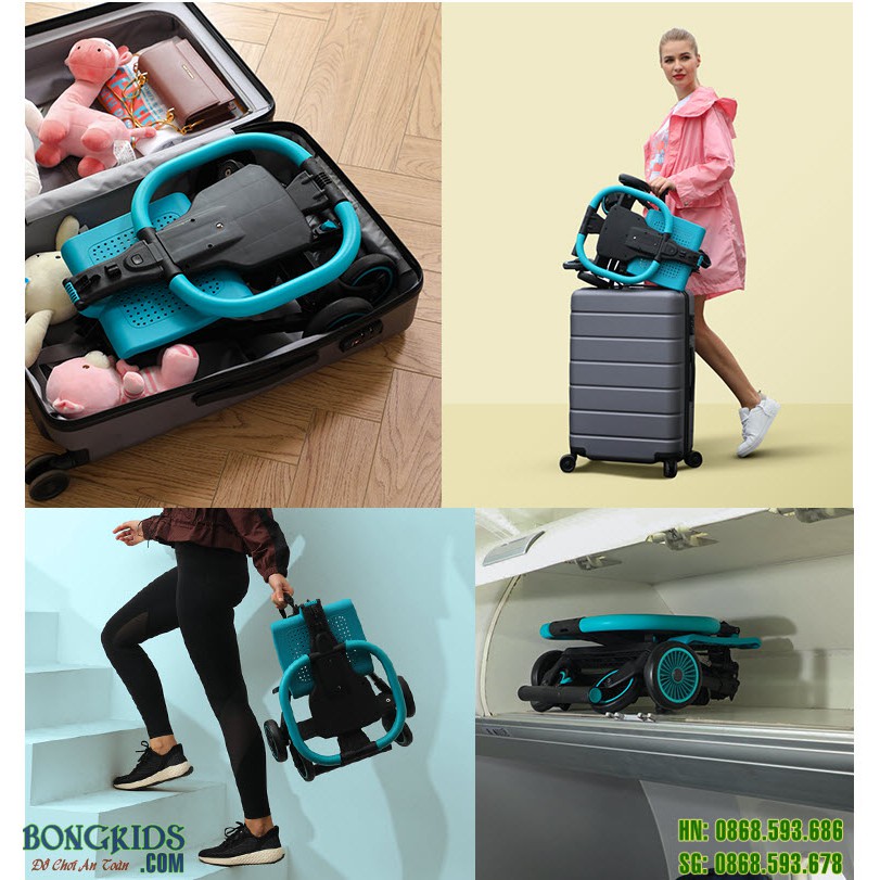 Xe đẩy gập gọn Playkids X1 không mái che ⚡NHẸ NHẤT⚡ cho bé 6-48 tháng ngồi, đi du lịch, xách tay đi khắp mọi nơi