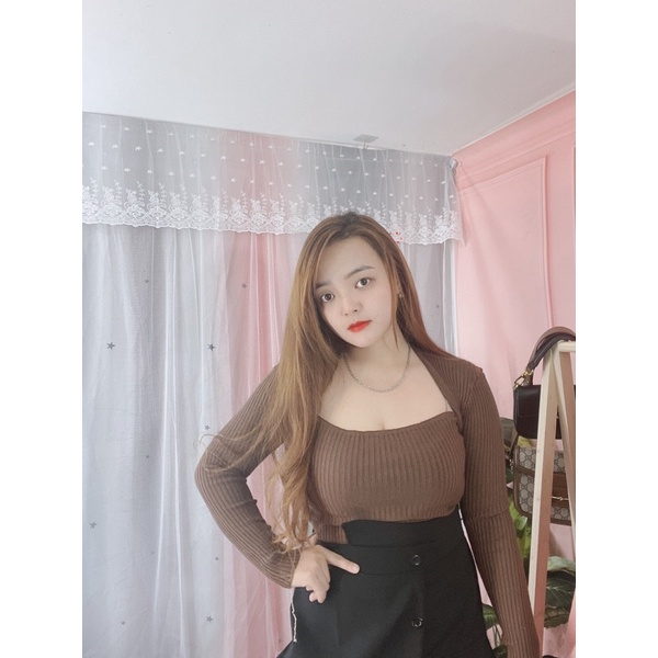 Áo len tâm cổ vuông Bigsize TP 55-85kg hình thật chất len dệt bao chuẩn | BigBuy360 - bigbuy360.vn