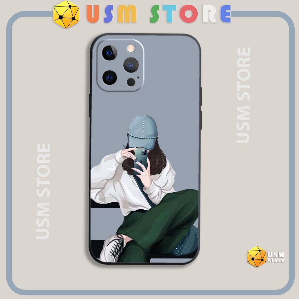 Ốp lưng iphone 11/11Pro/11Promax/12/12Mini/12 Pro/12 Promax/13/13 Promax viền đen, phong cách tomboy