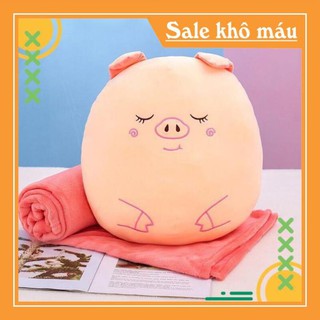 Hg2810 h chăn gối văn phòng gấu béo thỏ, cún, heo, vịt, siêu đáng yêu 3in1. gấu bông đẹp - bách hóa hương quỳnh 316
