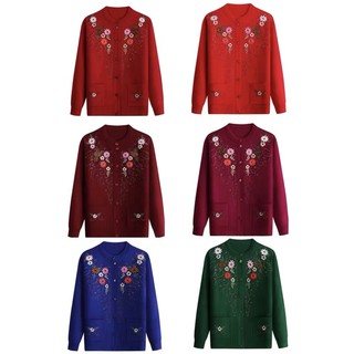 Áo khoác len hoa dây cho người già và trung niên